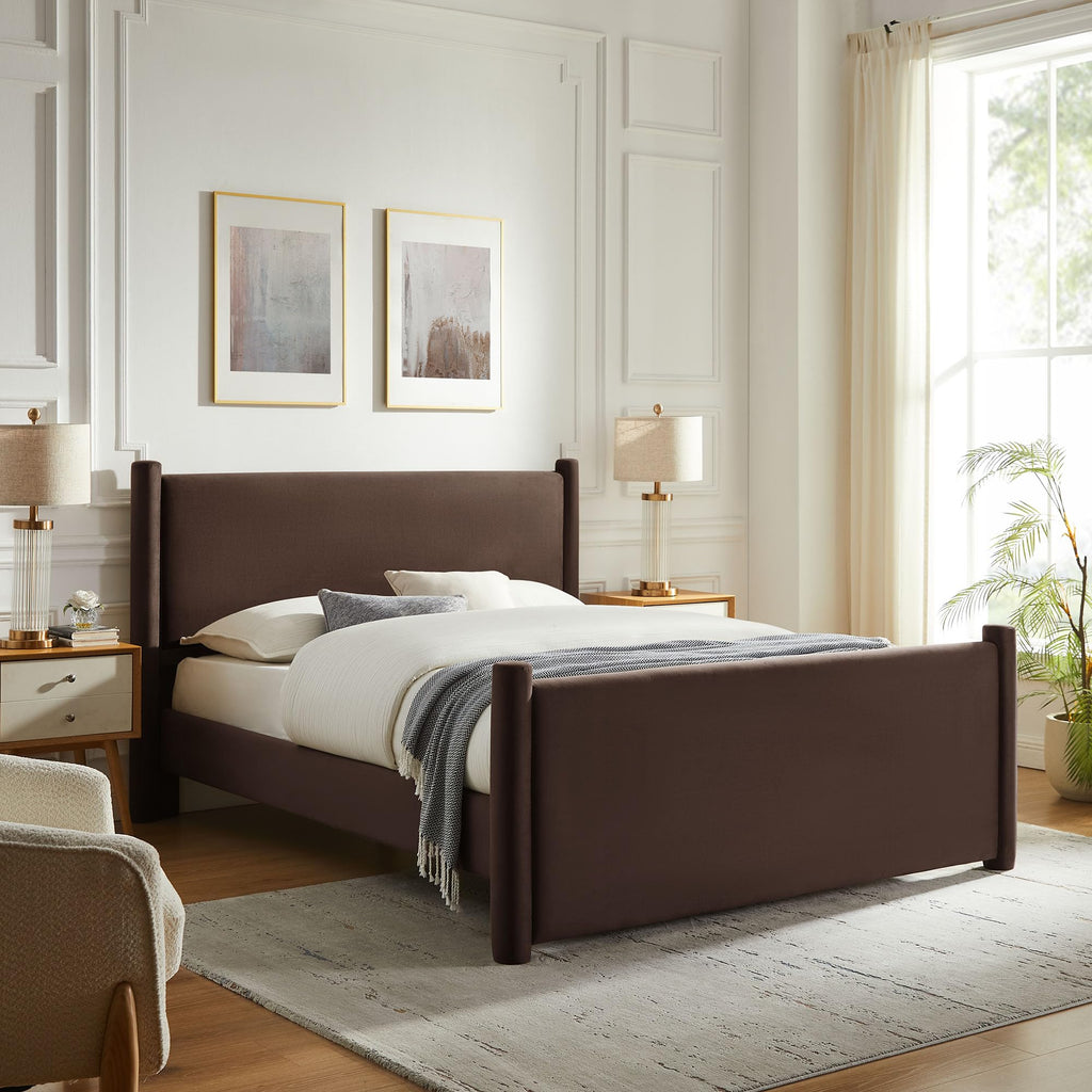 King Size Upholstered Platform Bed Frame with Headboard and Footboard H76834