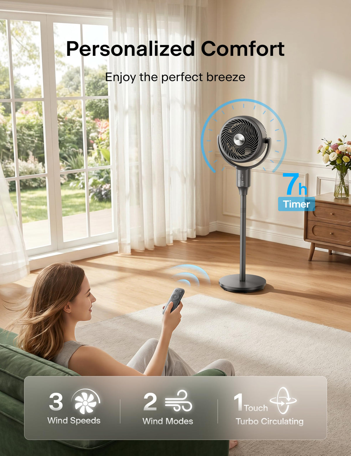Grey Air Circulator Fan with Remote Y5958