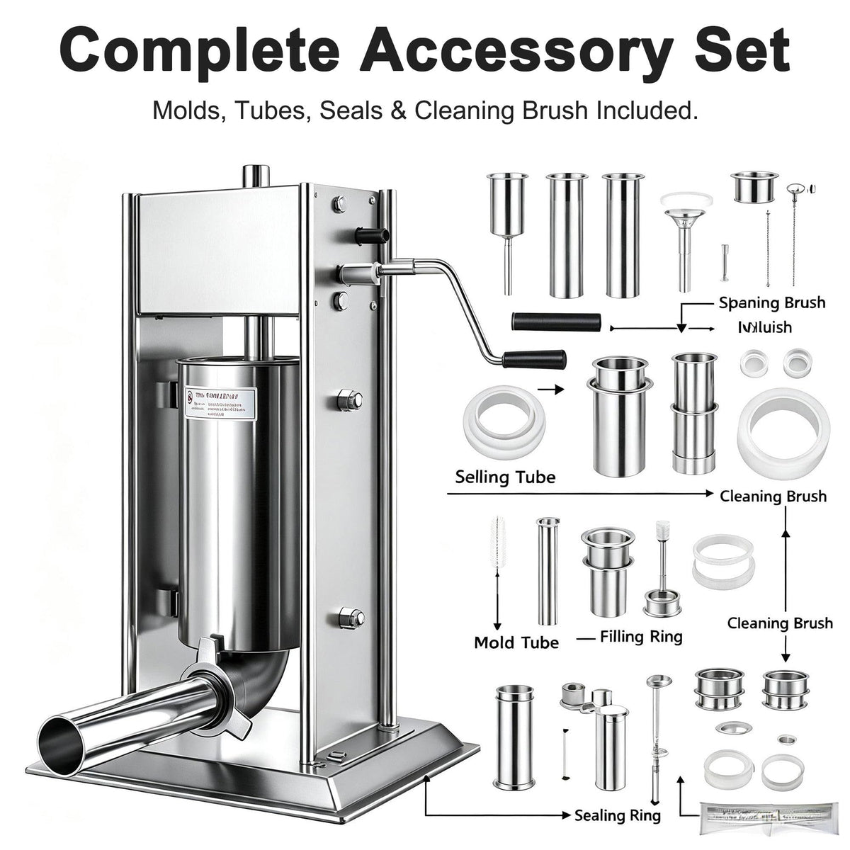 3L/5L/7L Sausage Stuffer & Churro Maker 304 Stainless Steel B9479