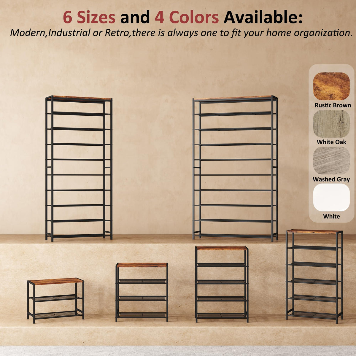 3-Tier Narrow Shoe Rack with Metal Shelves H832