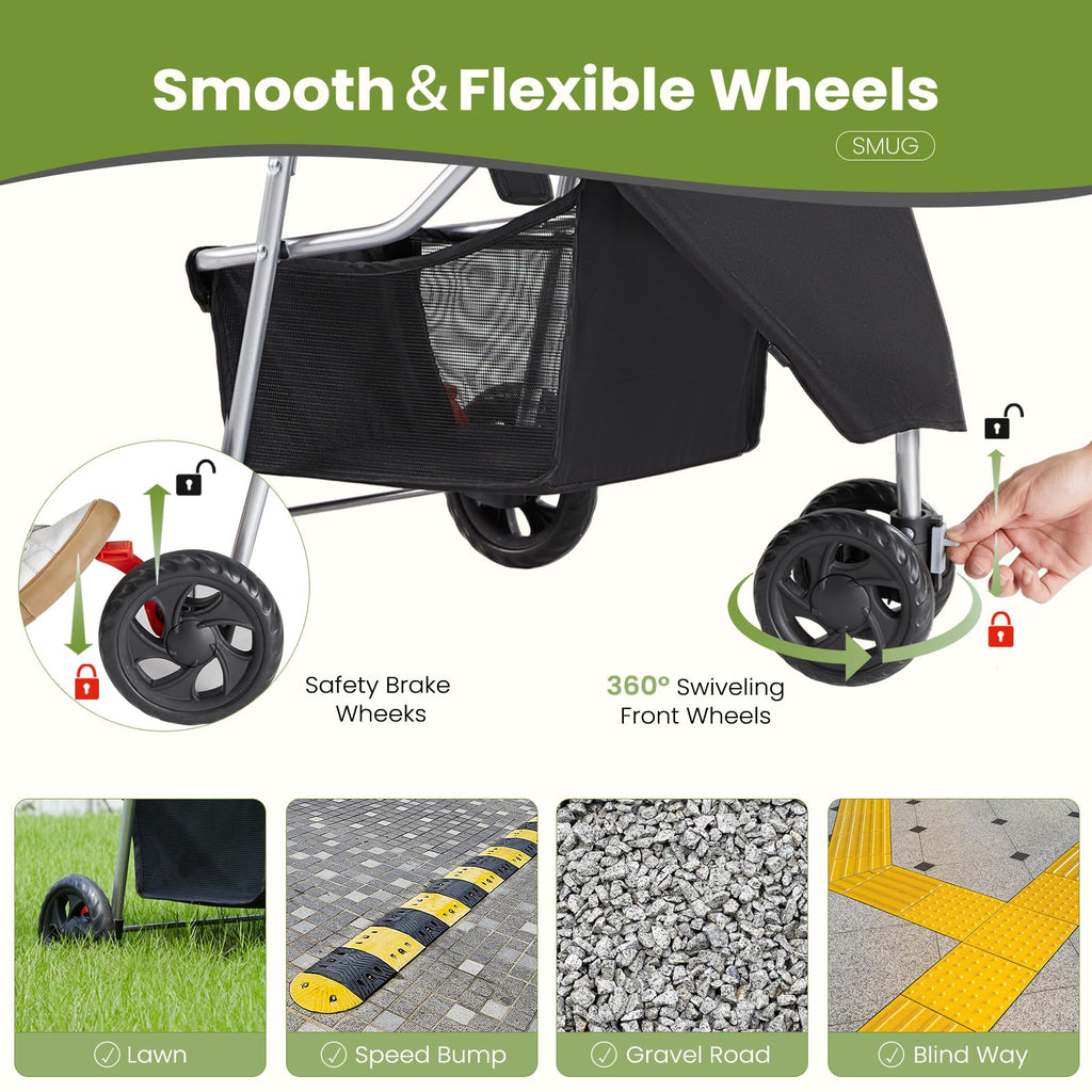 Foldable 3 Wheel Dogs Stroller W739262