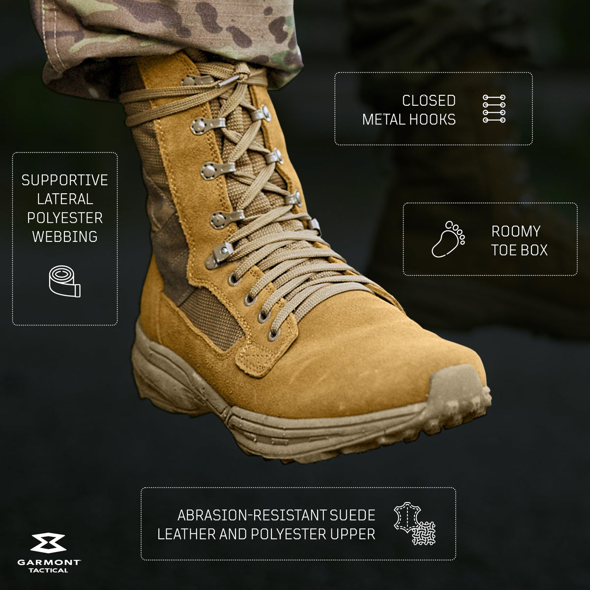 Coyote Suede Combat Boots P649