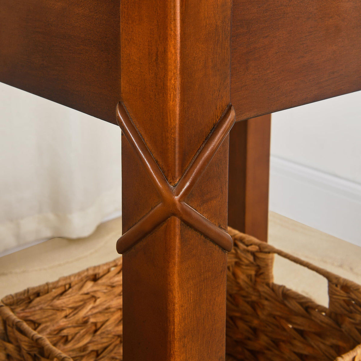 Small Solid Wood Side End Table with Drawer and Storage Shelf A163503