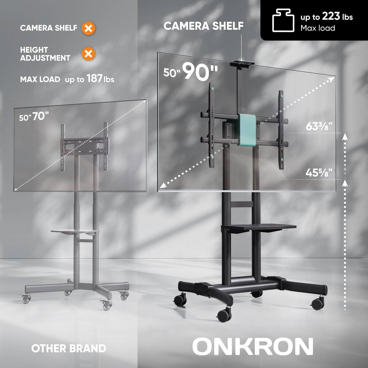 Black Mobile TV Stand 50-90 Inch G889