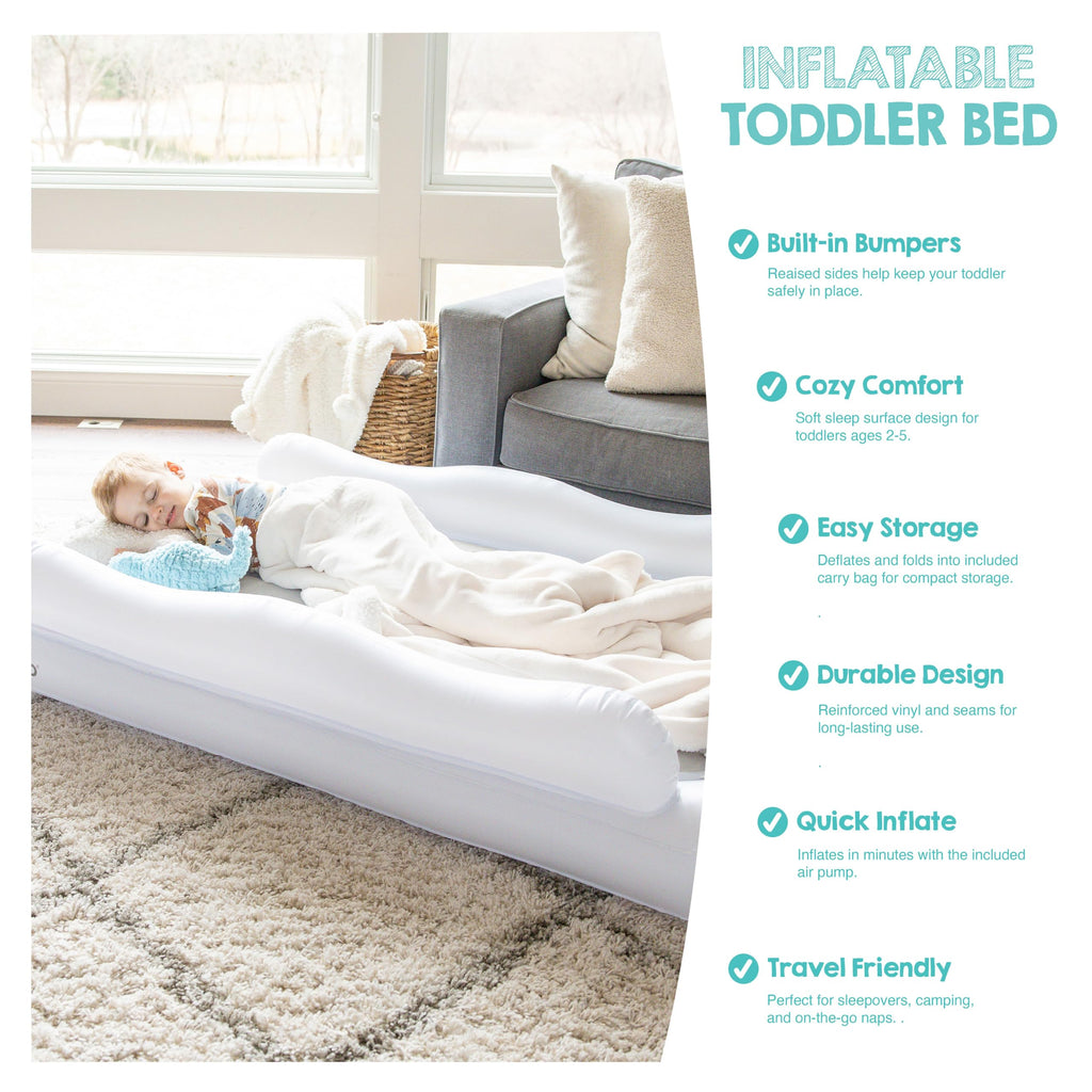 Inflatable Toddler Travel Bed with Pump & Carry Bag Z645977
