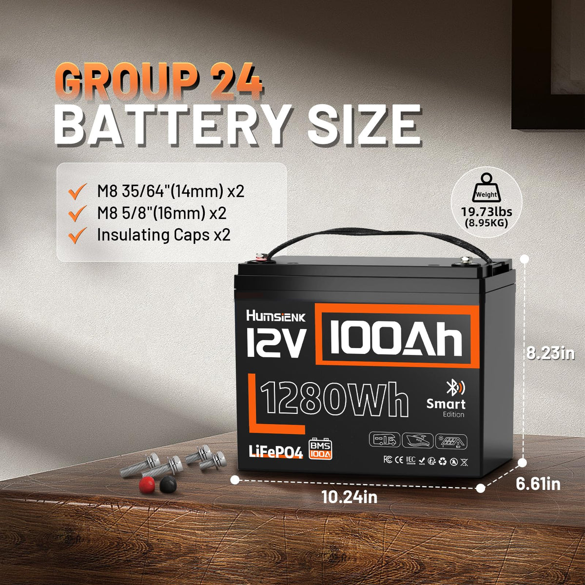 12V 100Ah LiFePO4 Lithium Battery with Bluetooth P903407