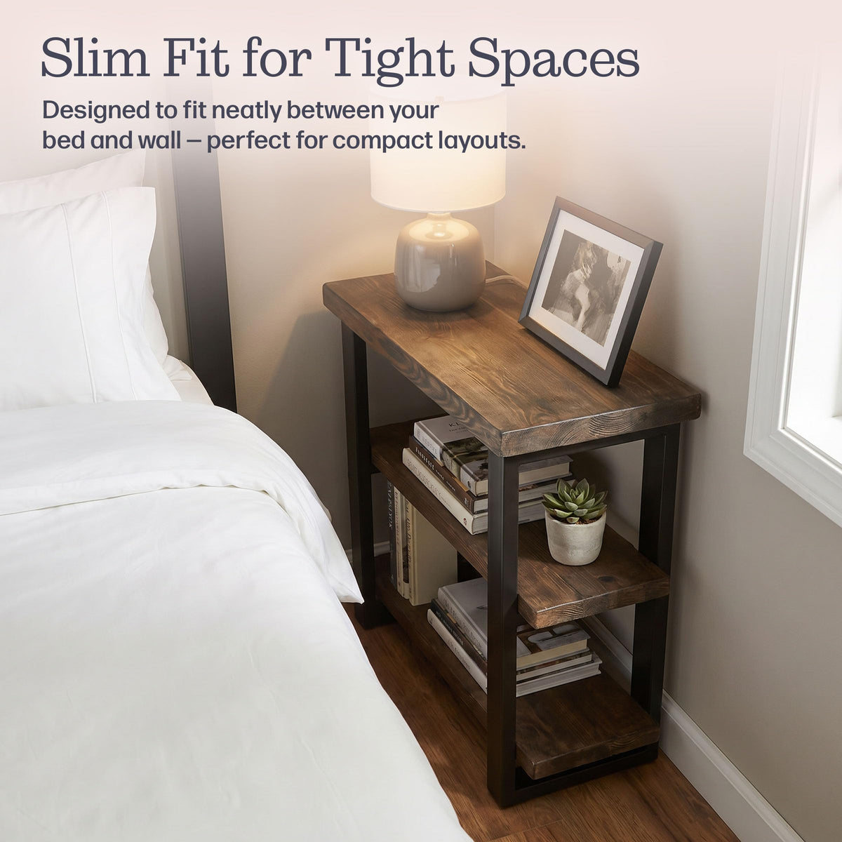 Solid Wood 3-Tier End Table W185