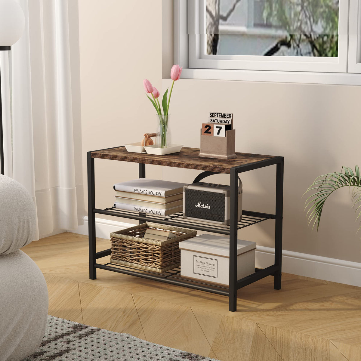 3-Tier Narrow Shoe Rack with Metal Shelves H832