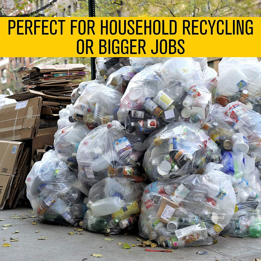45 Gallon Clear Heavy Duty Trash Bags 3.0 MIL 20 Bags V599496