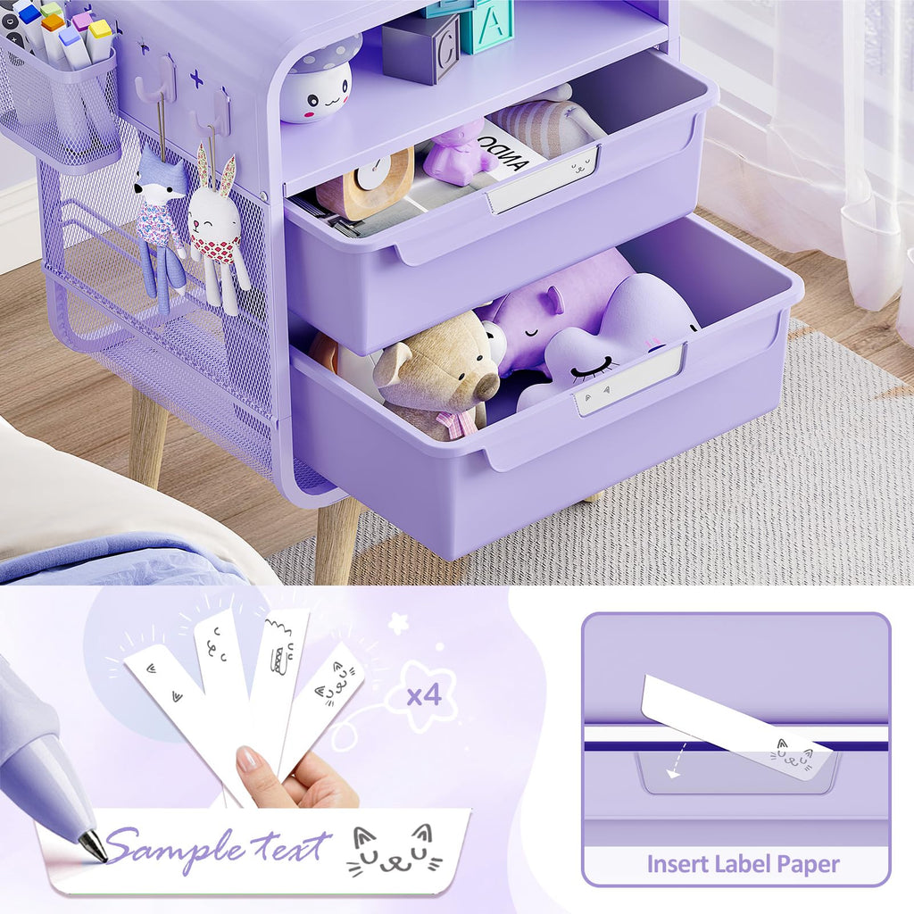 Kids Nightstand, Girls Bedside Table, Night Side Table, Purple V97057