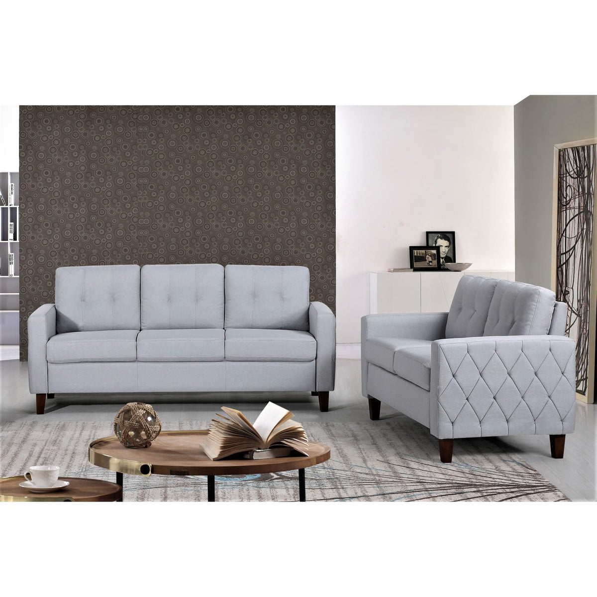 Light Gray Tufted Upholstered Loveseat N676