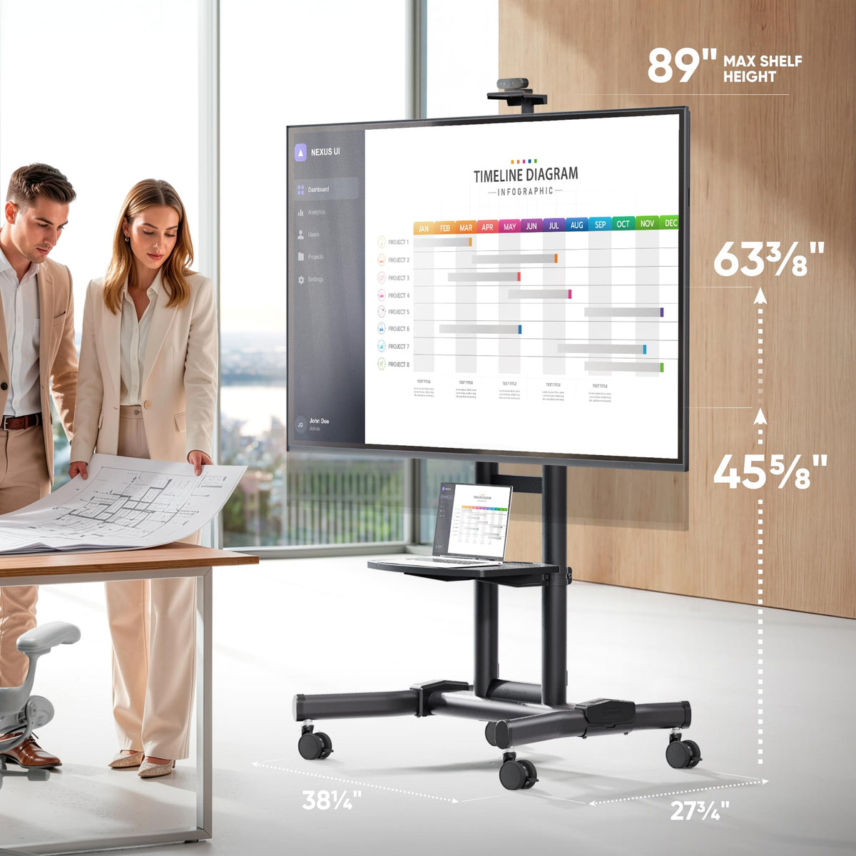Black Mobile TV Stand 50-90 Inch G889