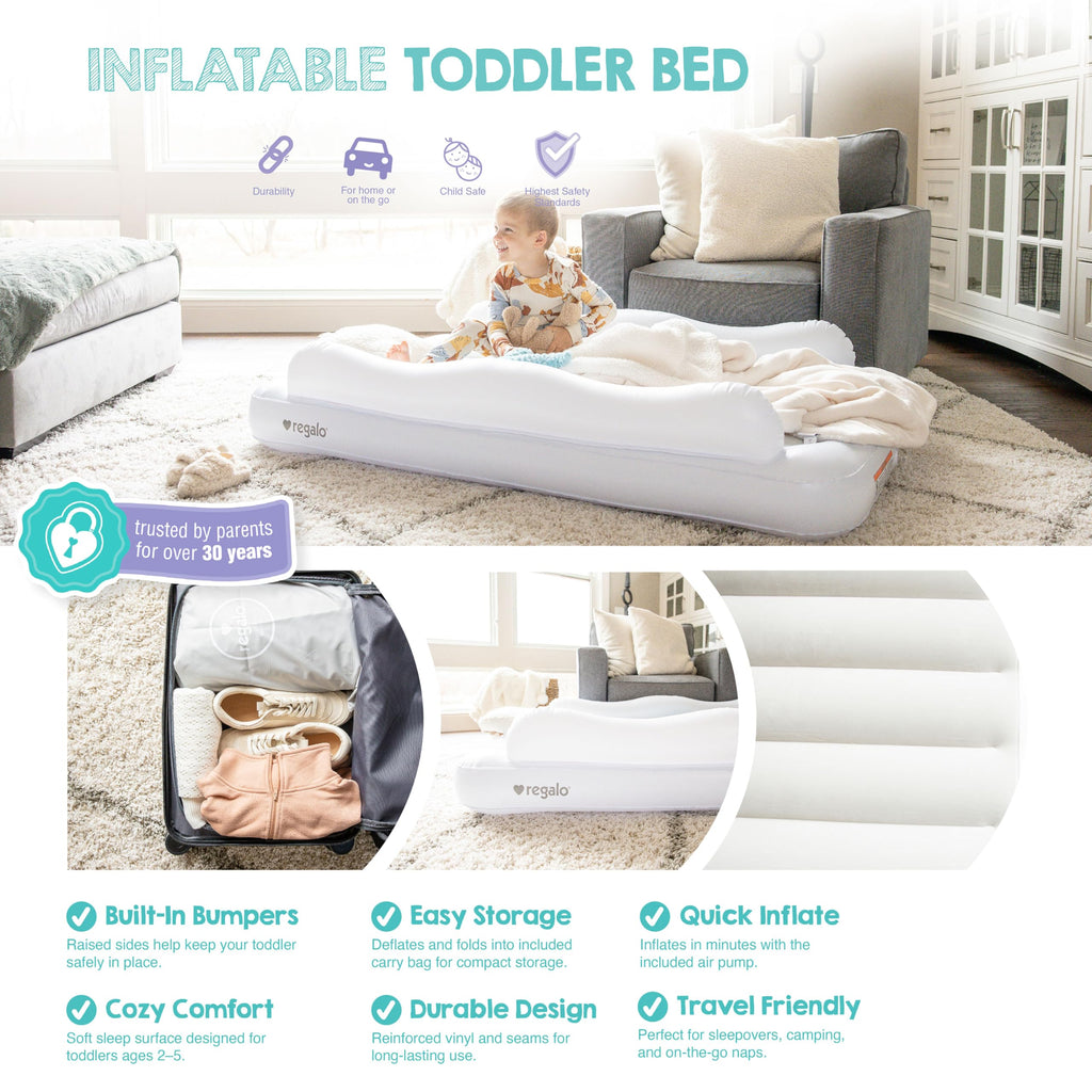 Inflatable Toddler Travel Bed with Pump & Carry Bag Z645977