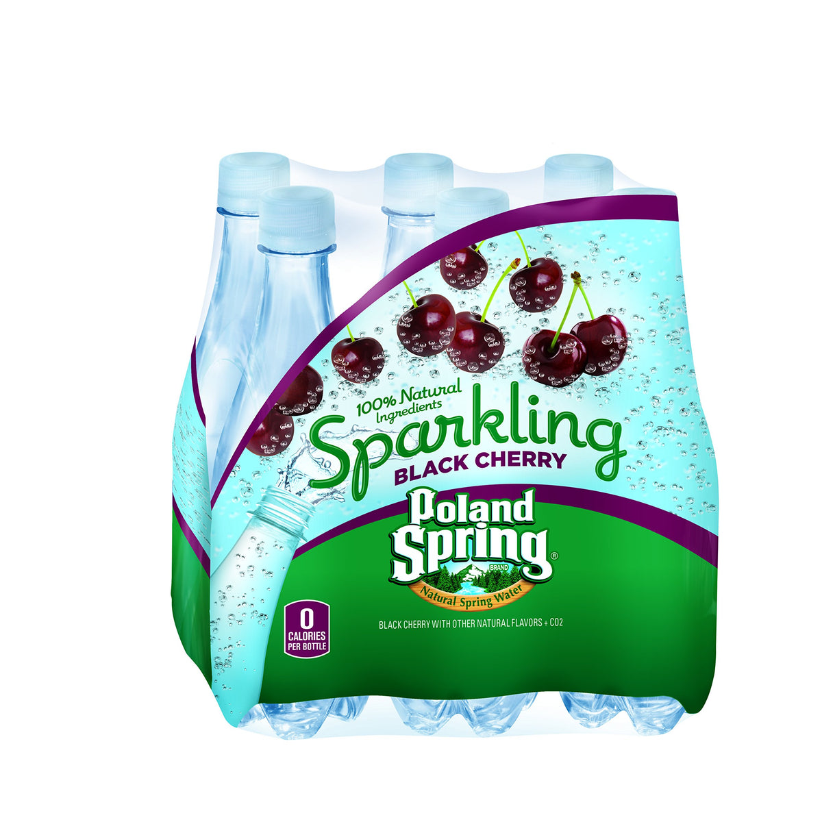 Sparkling Natural Spring Water, Black Cherry, 16.9 oz, 8 pk R374150
