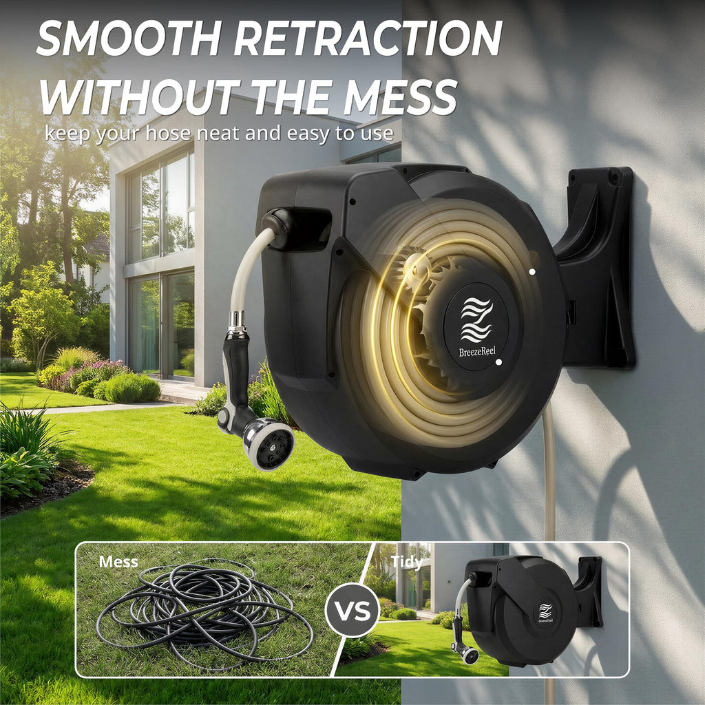 5/8 in x 100 ft Retractable Garden Hose Reel with 10 Patterns Nozzle D797